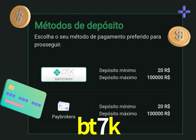 O cassino bt7k oferece uma grande variedade de métodos de pagamento
